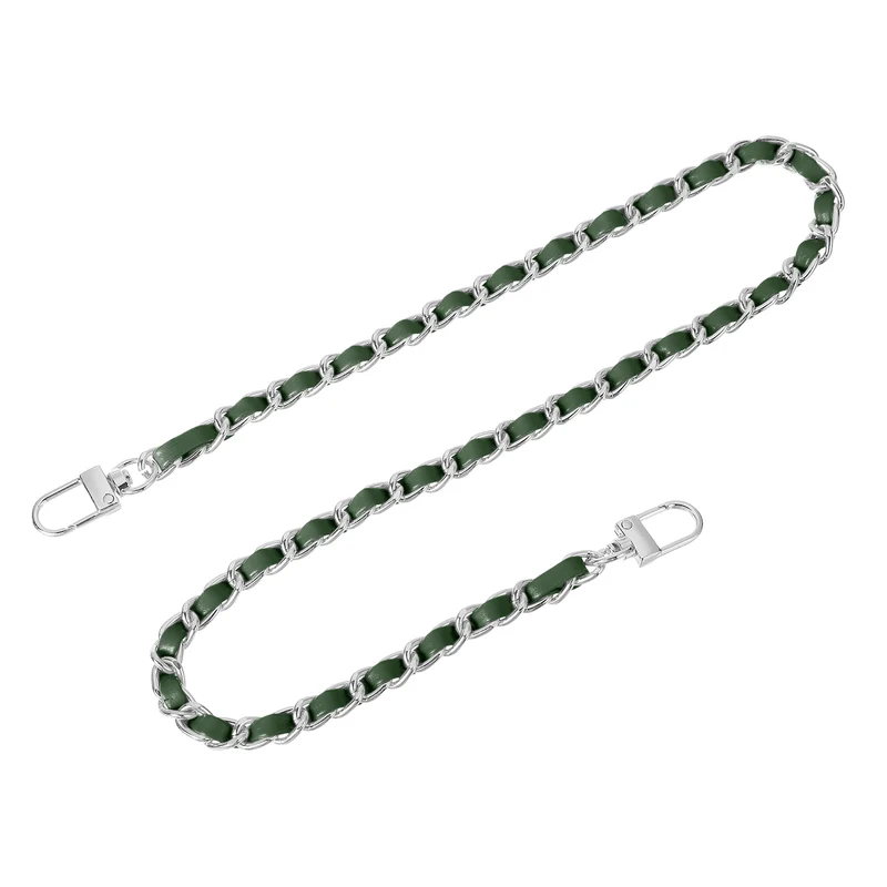 24" Purse Chain Strap with Buckles for Shoulder (Green + Silver)