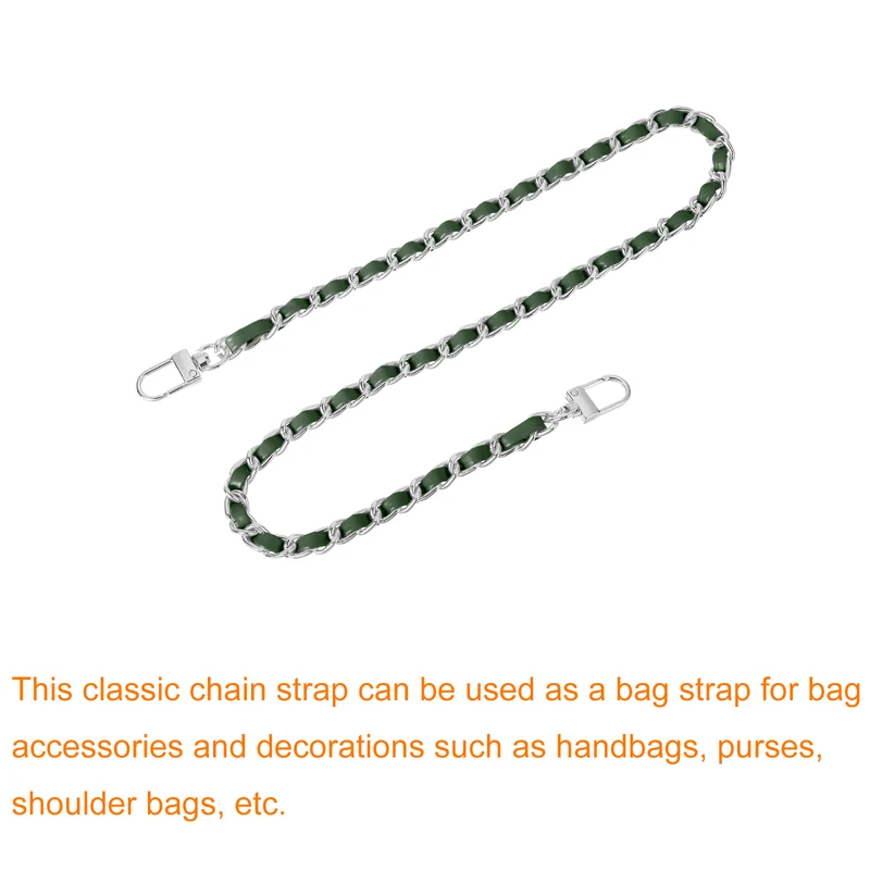 24" Purse Chain Strap with Buckles for Shoulder (Green + Silver)