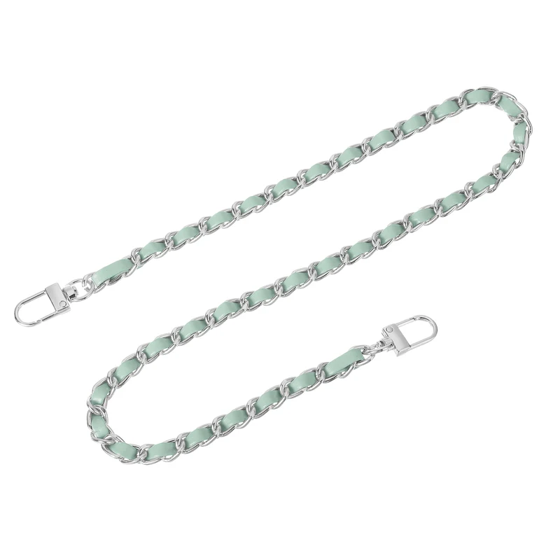 24" Purse Chain Strap with Buckles for Shoulder (Light Green + Silver)