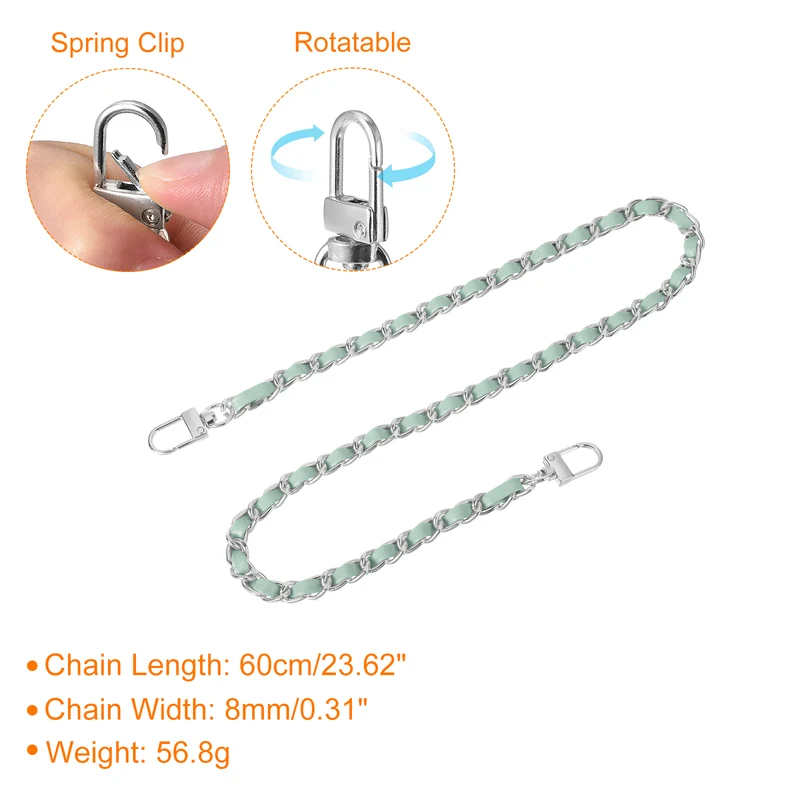 24" Purse Chain Strap with Buckles for Shoulder (Light Green + Silver)