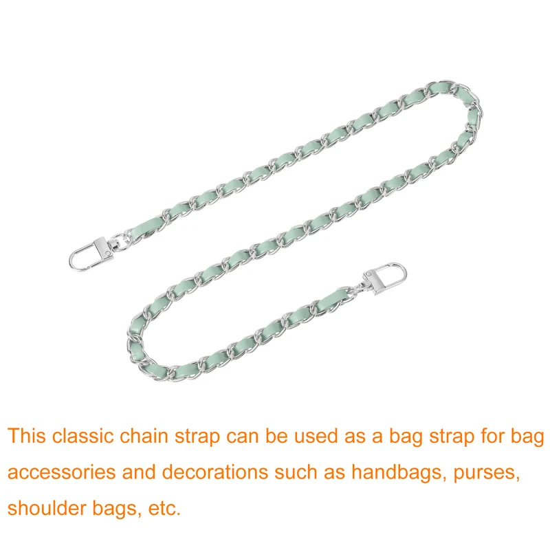 24" Purse Chain Strap with Buckles for Shoulder (Light Green + Silver)