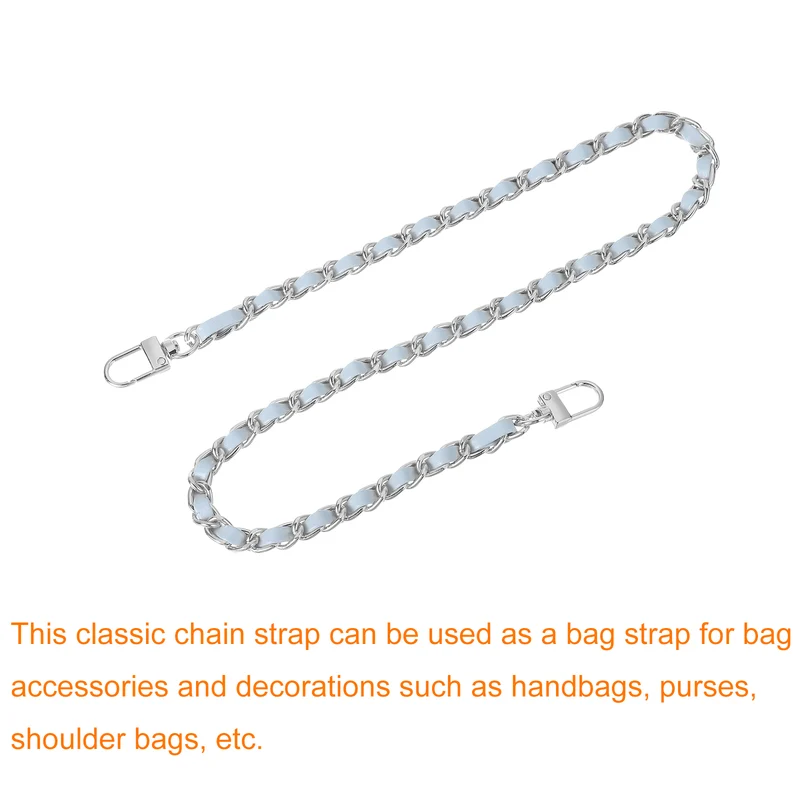 24" Purse Chain Strap with Buckles for Shoulder (Sky Blue + Silver)