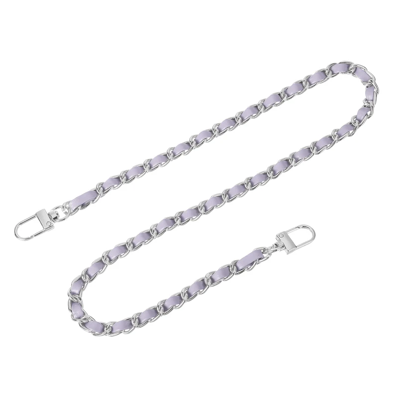 24" Purse Chain Strap with Buckles for Shoulder (Purple + Silver)