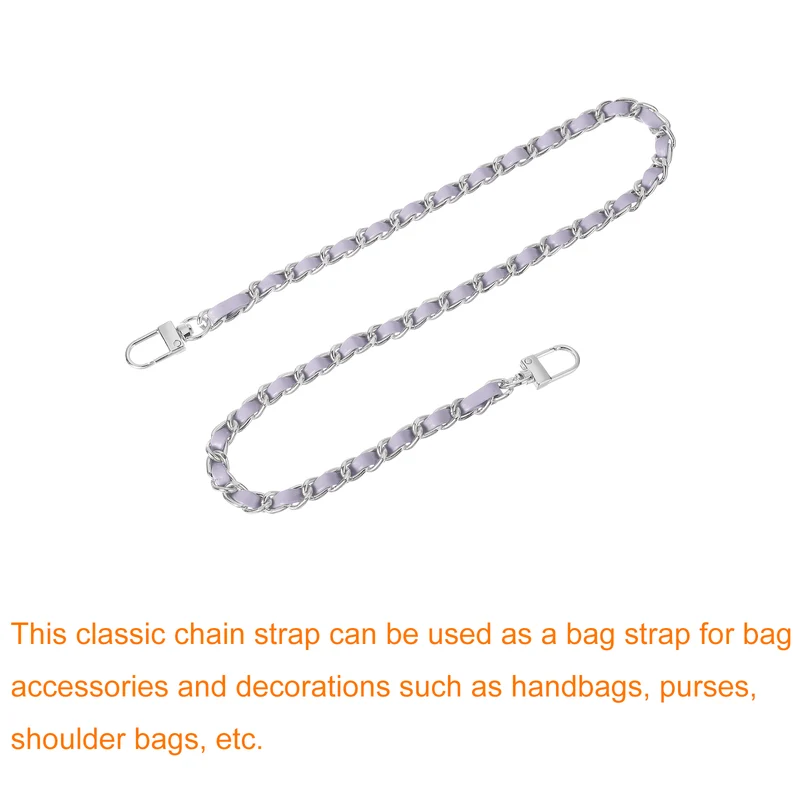 24" Purse Chain Strap with Buckles for Shoulder (Purple + Silver)