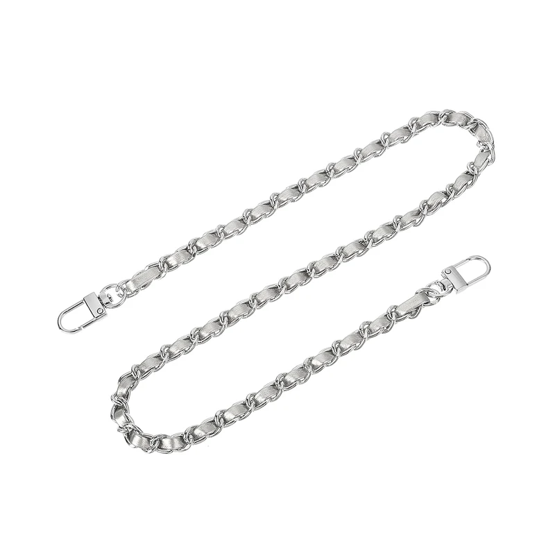 24" Purse Chain Strap with Buckles for Shoulder (Silver + Silver)