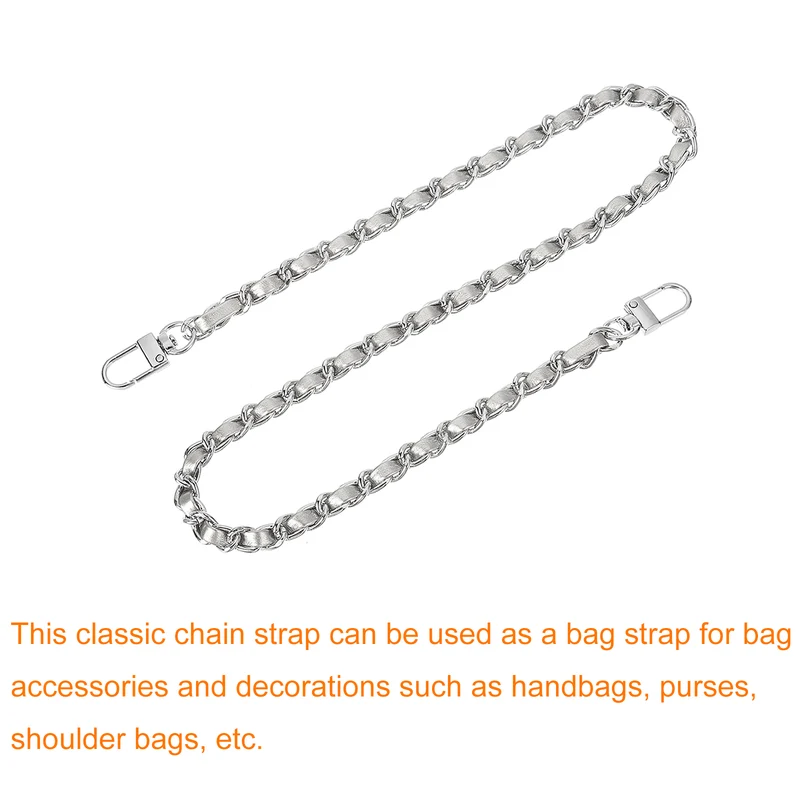 24" Purse Chain Strap with Buckles for Shoulder (Silver + Silver)