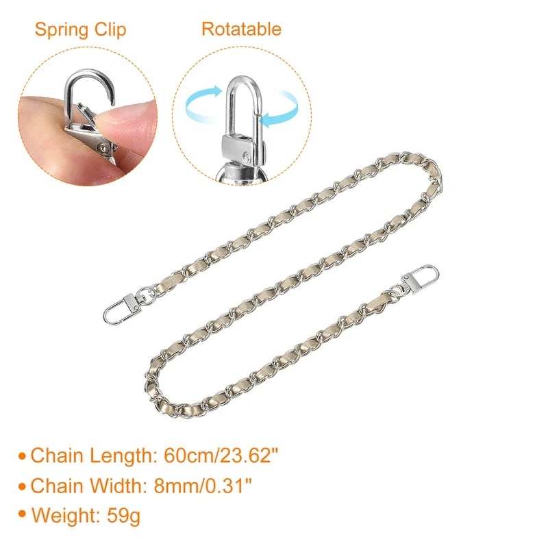 24" Purse Chain Strap with Buckles for Shoulder (Gold + Silver)
