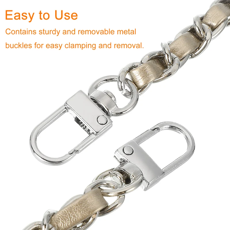 24" Purse Chain Strap with Buckles for Shoulder (Gold + Silver)