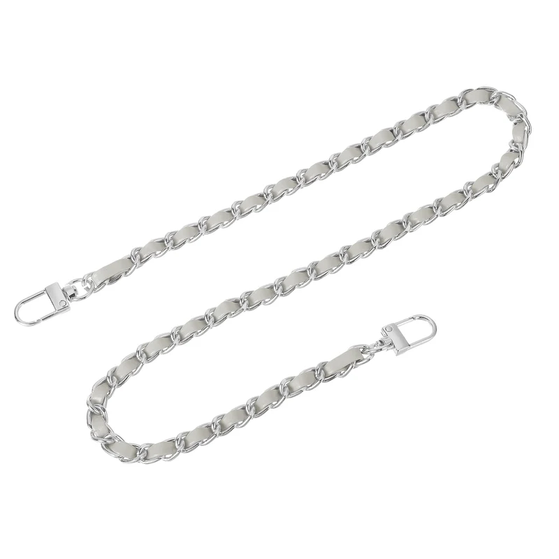 24" Purse Chain Strap with Buckles for Shoulder (Gray + Silver)