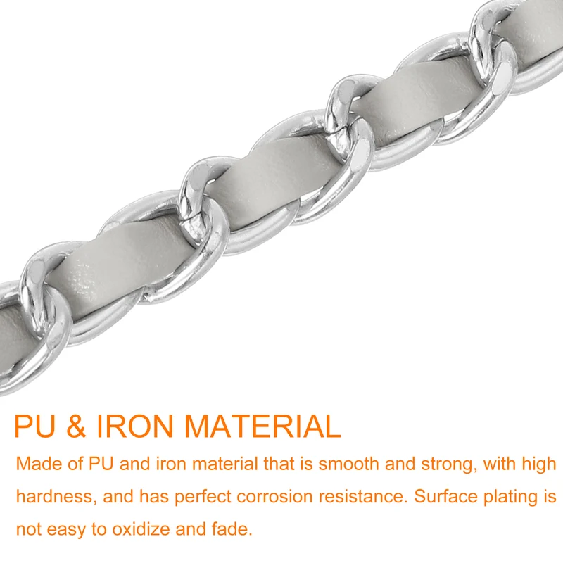 24" Purse Chain Strap with Buckles for Shoulder (Gray + Silver)