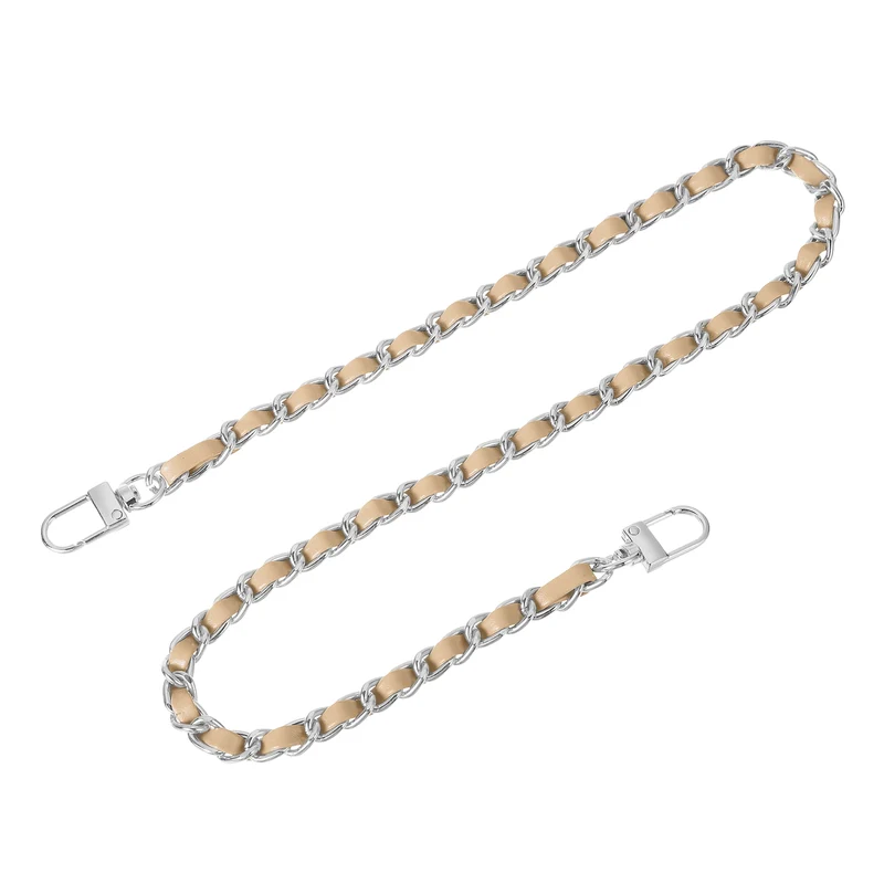 24" Purse Chain Strap with Buckles for Shoulder (Khaki + Silver)