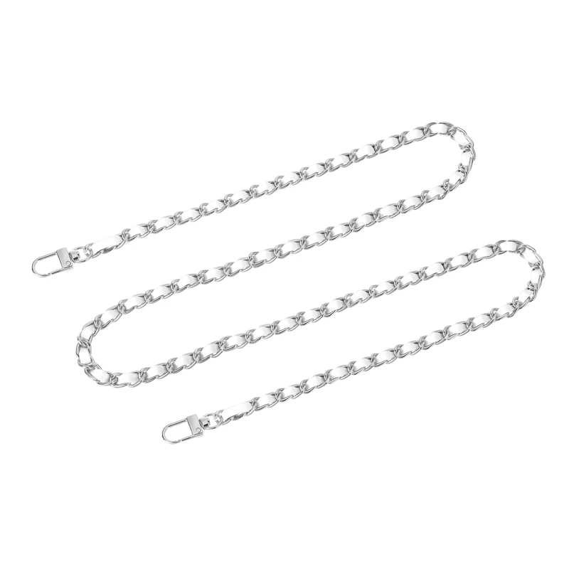 47" Purse Chain Strap with Buckles for Shoulder and Cross Body (White + Silver)