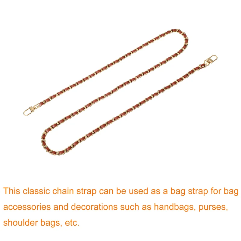 47" Purse Chain Strap with Buckles for Shoulder and Cross Body (Brown + Gold)