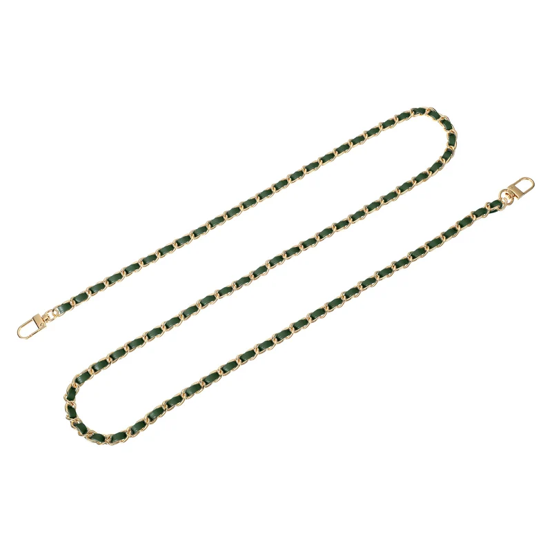 47" Purse Chain Strap with Buckles for Shoulder and Cross Body (Green + Gold)