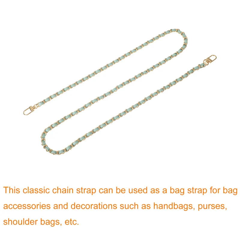 47" Purse Chain Strap with Buckles for Shoulder, Cross Body (Light Green + Gold)