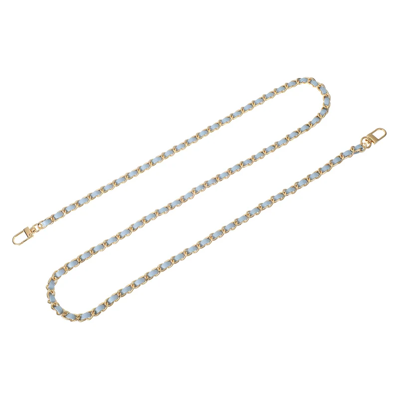 47" Purse Chain Strap with Buckles for Shoulder and Cross Body (Sky Blue + Gold)