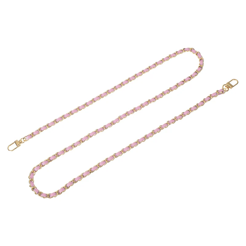 47" Purse Chain Strap with Buckles for Shoulder and Cross Body (Pink + Gold)