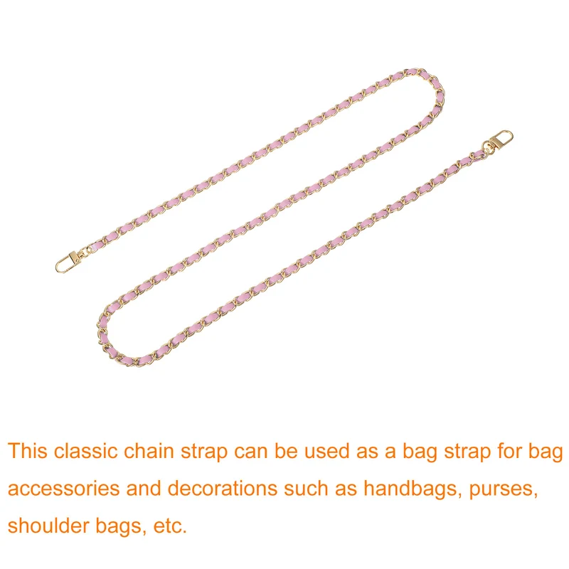 47" Purse Chain Strap with Buckles for Shoulder and Cross Body (Pink + Gold)