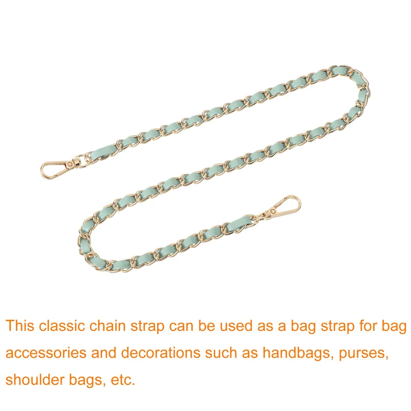 Purse Strap, 24" Leather for Shoulder Strap (Light Green, Gold)