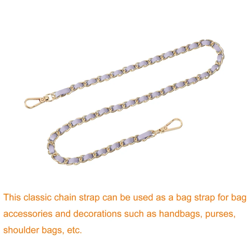 Purse Strap, 24" Leather for Shoulder Strap (Purple, Gold)