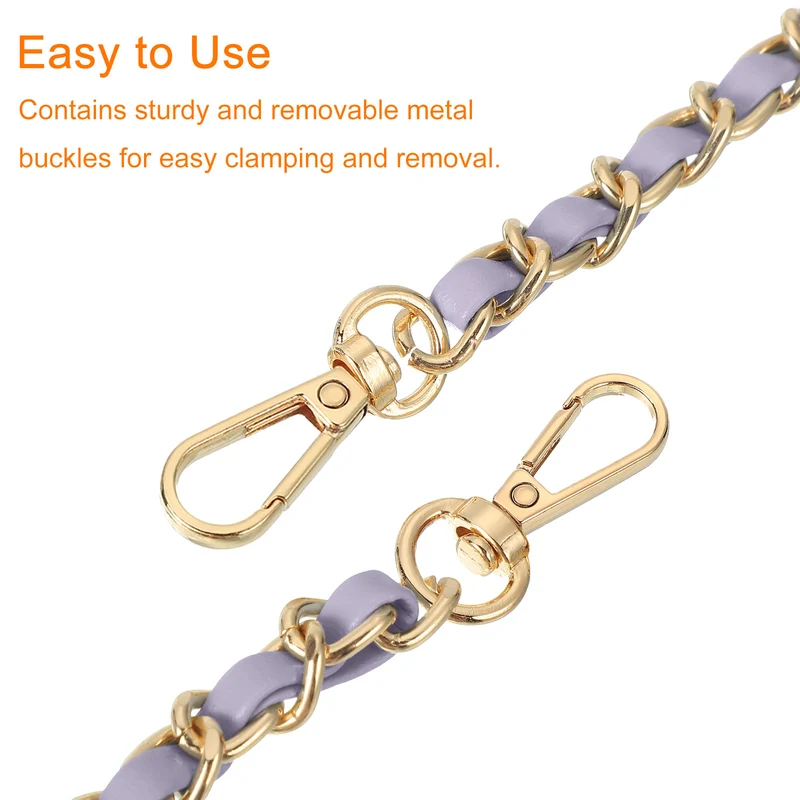 Purse Strap, 24" Leather for Shoulder Strap (Purple, Gold)