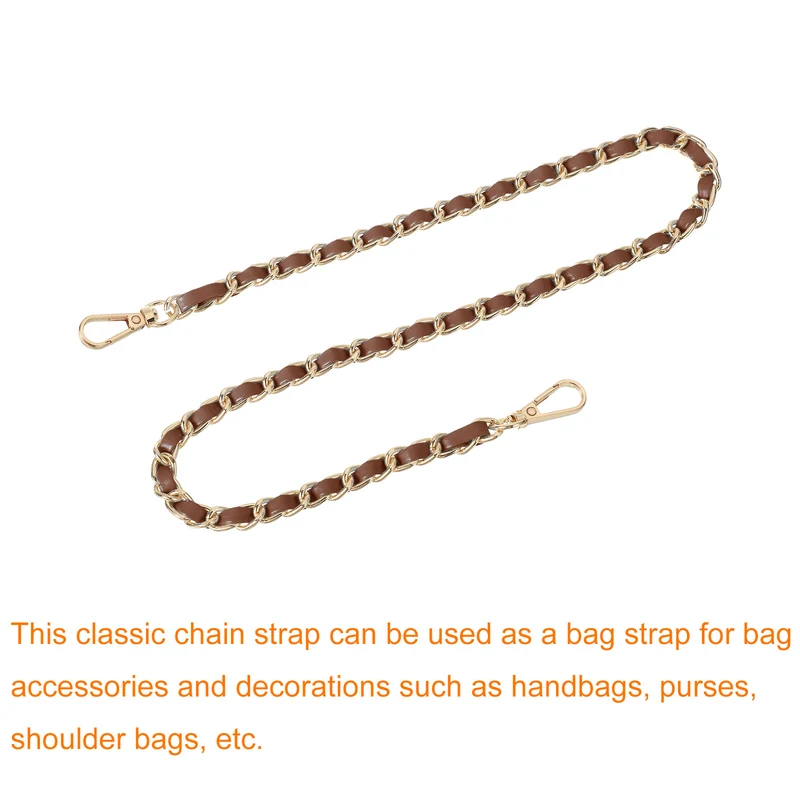 Purse Strap 24" Leather for Shoulder Strap Dark Brown Gold
