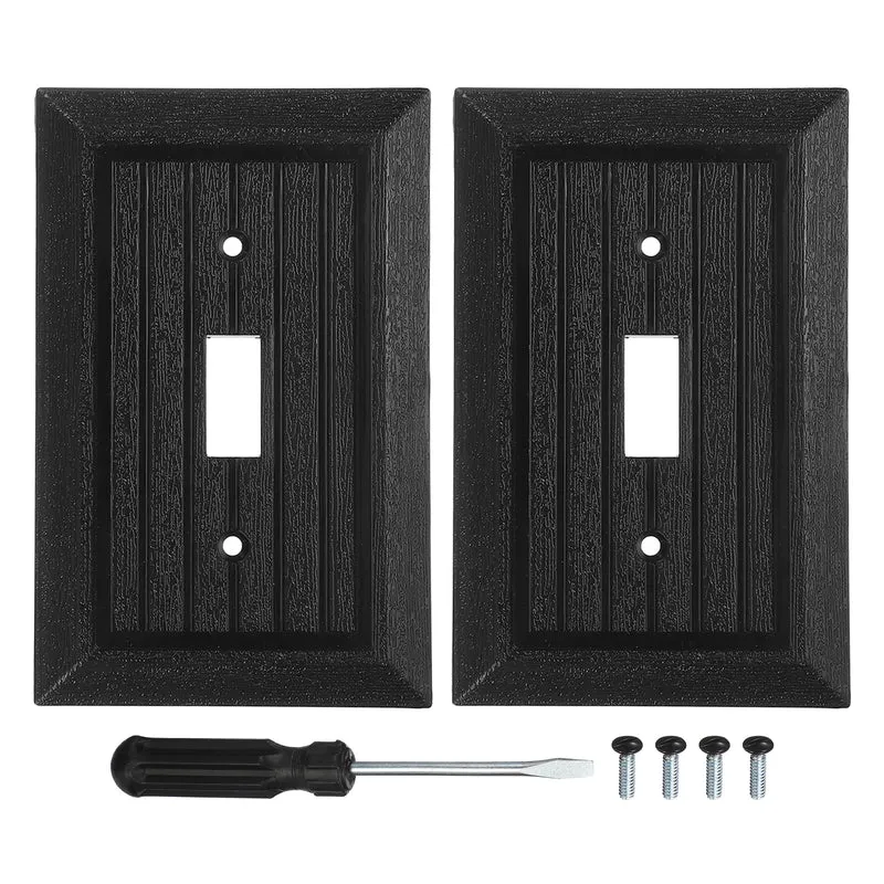 2PCS Toggle Light Switch Wall Plates 1-Gang Switch, Black, 4.8x3.1"