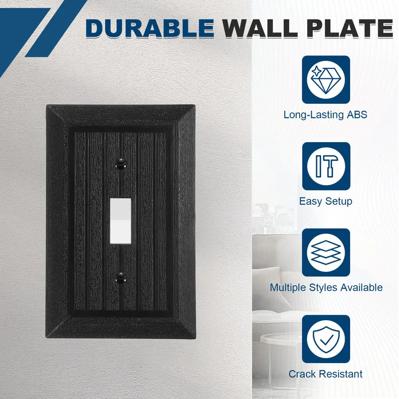 2PCS Toggle Light Switch Wall Plates 1-Gang Switch, Black, 4.8x3.1"