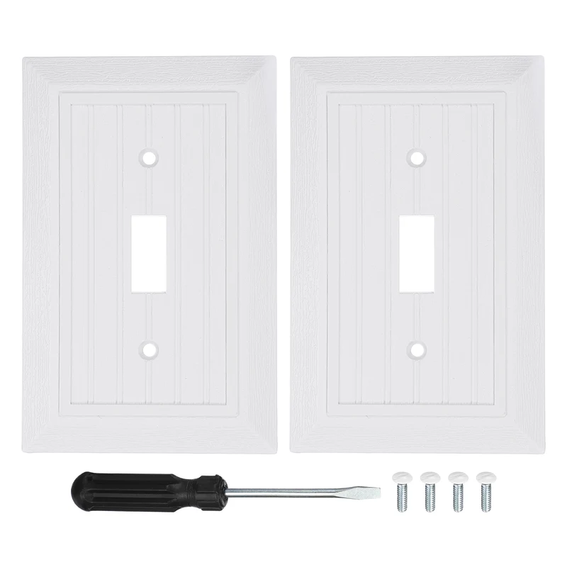 2PCS Toggle Light Switch Wall Plates 1-Gang Switch, White, 4.8x3.1"