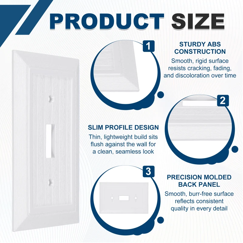 2PCS Toggle Light Switch Wall Plates 1-Gang Switch, White, 4.8x3.1"
