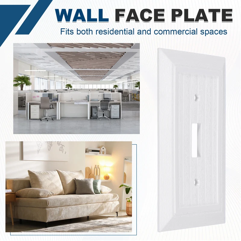 2PCS Toggle Light Switch Wall Plates 1-Gang Switch, White, 4.8x3.1"
