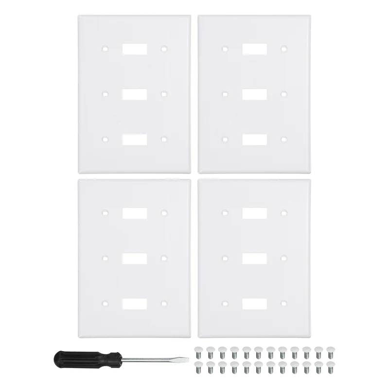 4PCS Triple Toggle Light Switch Wall Plates 3-Gang Switch, White, 6.4x4.5"