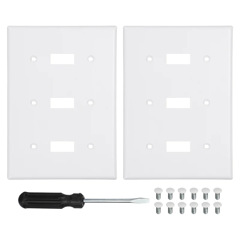 2PCS Triple Toggle Light Switch Wall Plates 3-Gang Switch, White, 6.4x4.5"