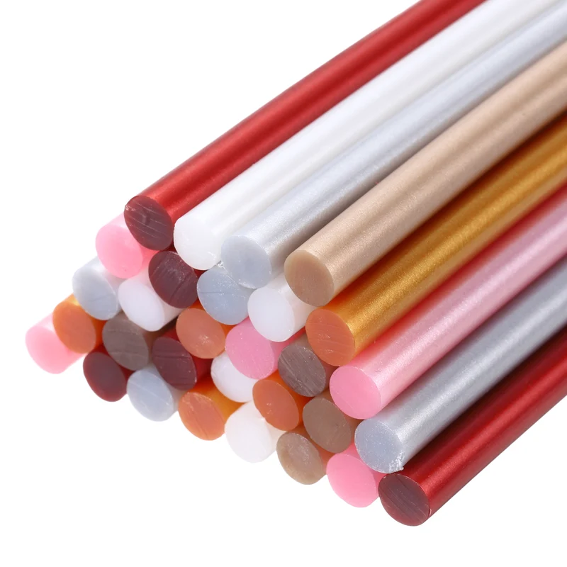 30pcs Mini Hot Glue Gun Sticks 0.28"x8" for Glue Gun, Metallic 6 Colors
