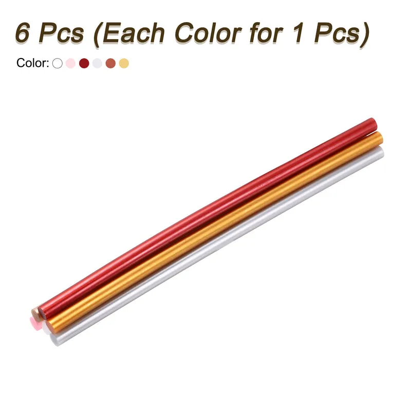 Mini Hot Glue Sticks for Glue Gun 8-inchx0.28-inch Metallic 6 Colors 6pcs