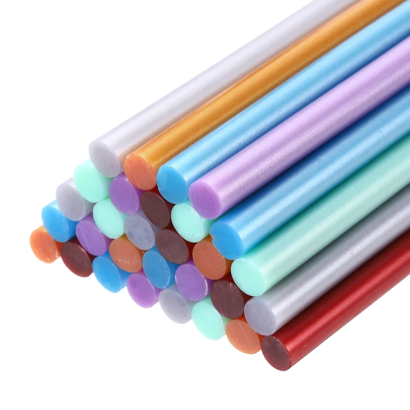 30pcs Mini Hot Glue Gun Sticks 4"x0.28" for Glue Gun, Metallic 6 Colors