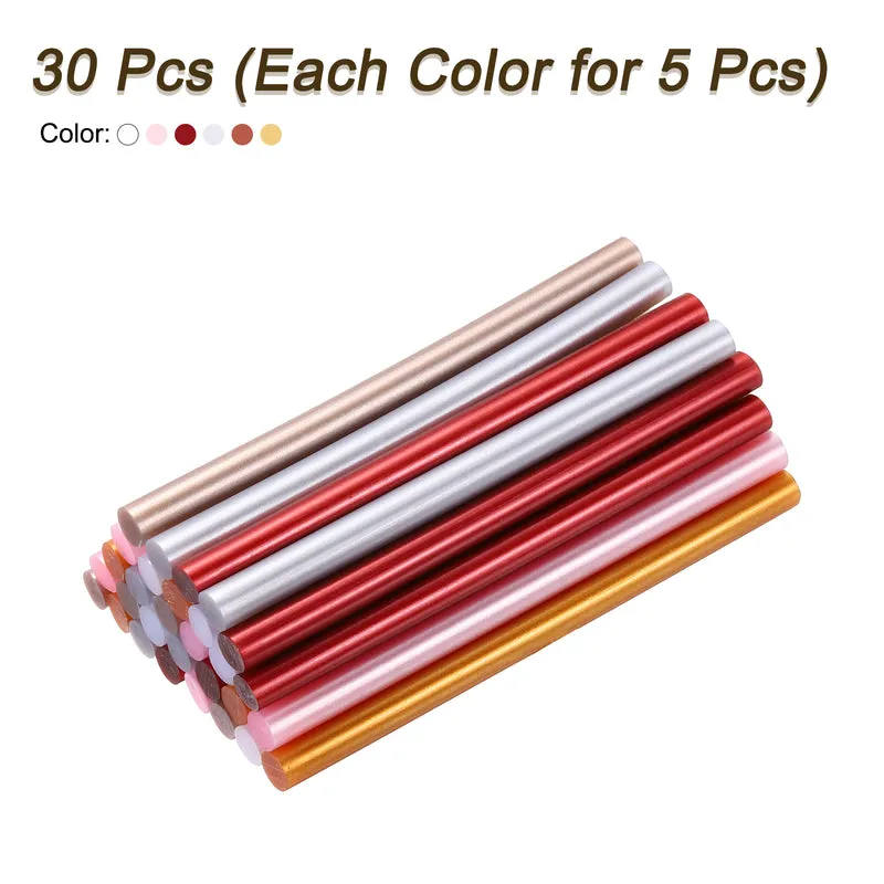 30pcs Mini Hot Glue Gun Sticks 0.28"x4" for Glue Gun, Metallic 6 Colors