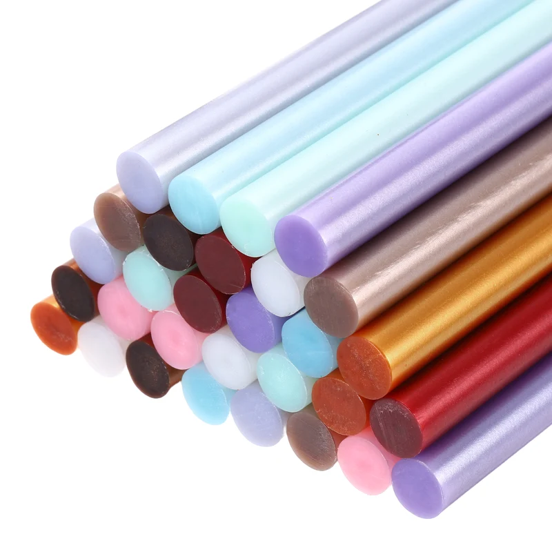 30pcs Mini Hot Glue Gun Sticks 4"x0.43" for Glue Gun, Metallic 10 Colors