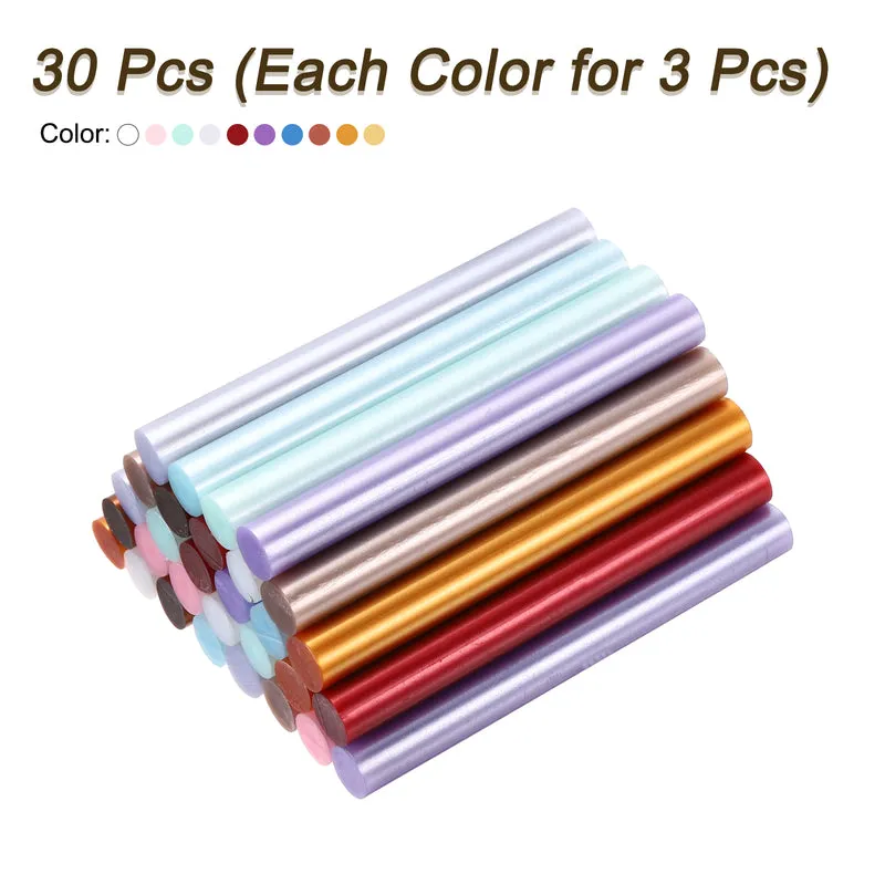 30pcs Mini Hot Glue Gun Sticks 4"x0.43" for Glue Gun, Metallic 10 Colors