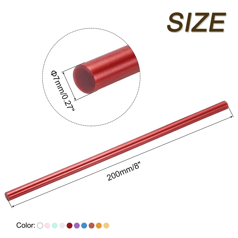 30pcs Mini Hot Glue Gun Sticks 8"x0.28" for Glue Gun, Metallic 10 Colors
