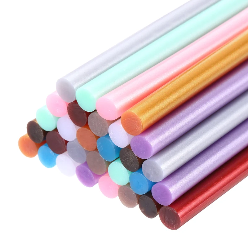 30pcs Mini Hot Glue Gun Sticks 4"x0.28" for Glue Gun, Metallic 10 Colors