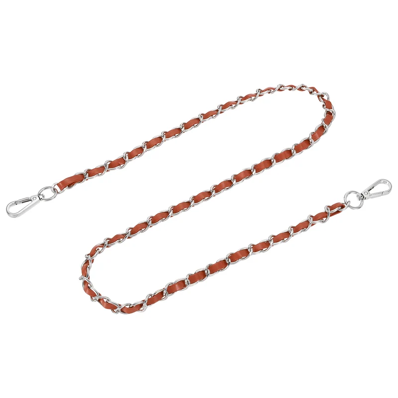 39" Purse Strap with Buckle for Shoulder and Cross Body(Brown+Silver)