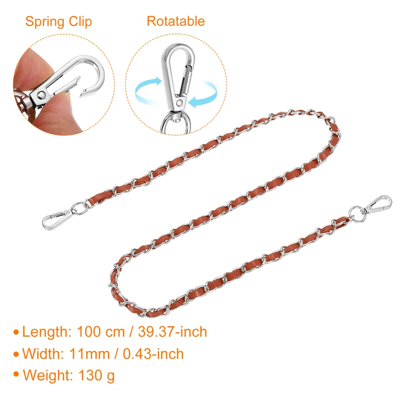 39" Purse Strap with Buckle for Shoulder and Cross Body(Brown+Silver)