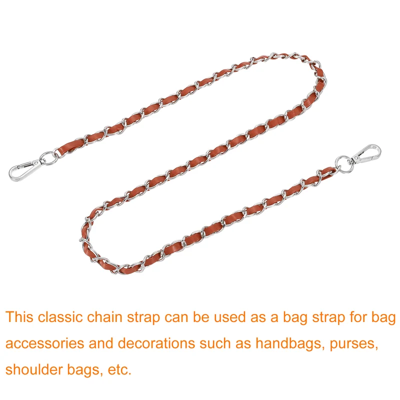 39" Purse Strap with Buckle for Shoulder and Cross Body(Brown+Silver)