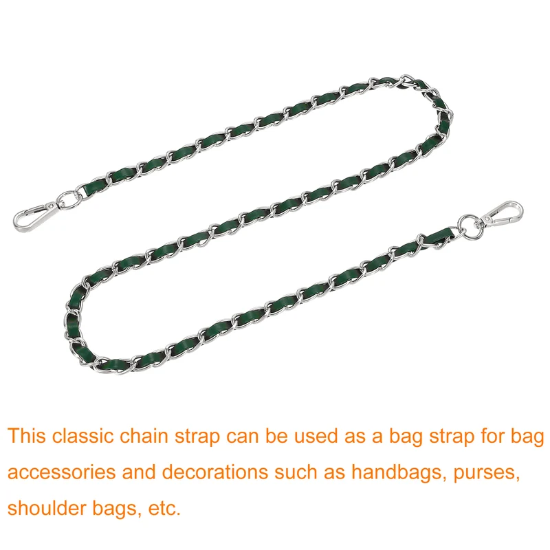 39" Purse Strap with Buckle for Shoulder and Cross Body(Green+Silver)