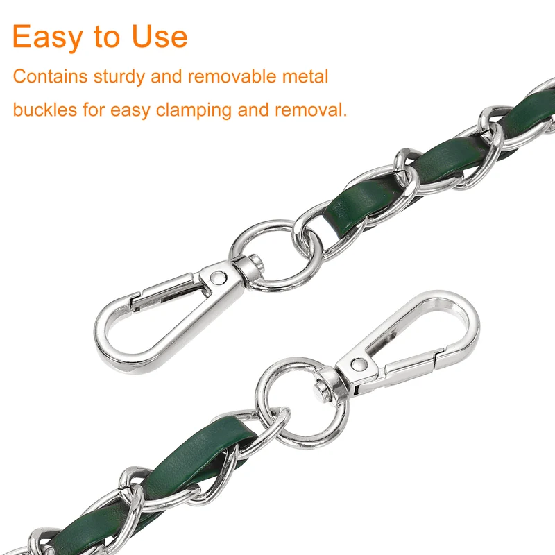 39" Purse Strap with Buckle for Shoulder and Cross Body(Green+Silver)