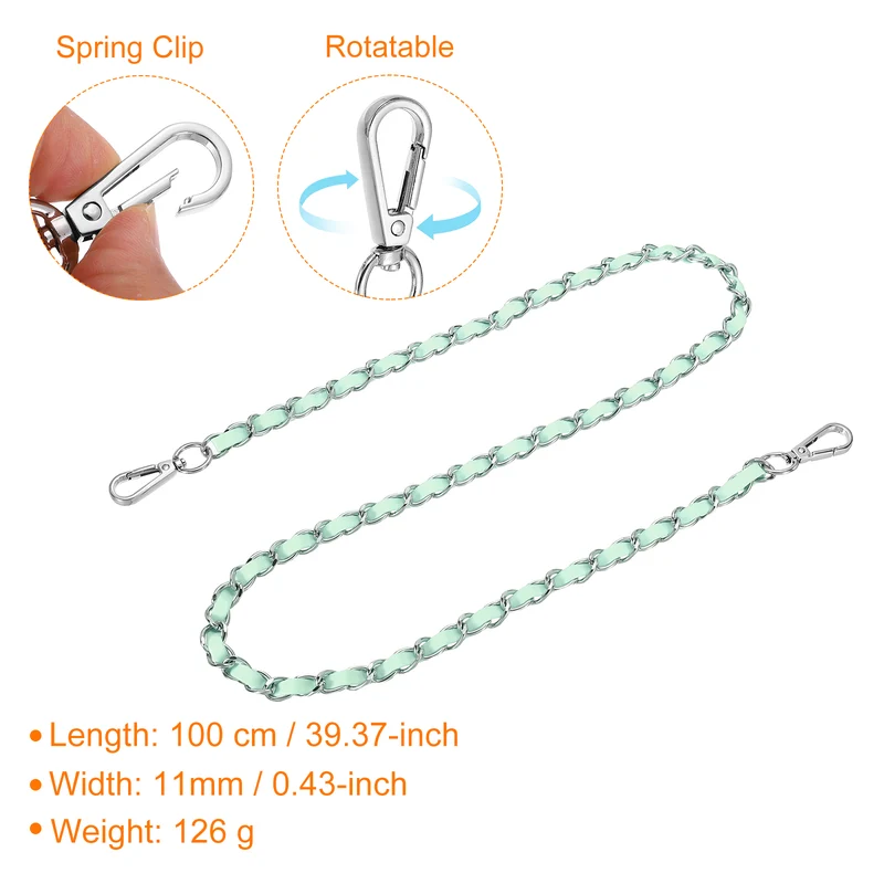 39" Purse Strap with Buckle for Shoulder and Crossbody(Light Green+Silver)