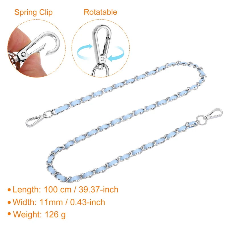 39" Purse Strap with Buckle for Shoulder and Cross Body(Sky Blue+Silver)