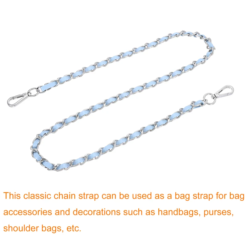 39" Purse Strap with Buckle for Shoulder and Cross Body(Sky Blue+Silver)