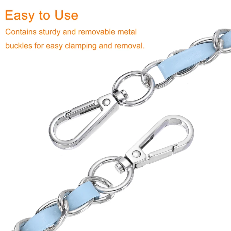 39" Purse Strap with Buckle for Shoulder and Cross Body(Sky Blue+Silver)